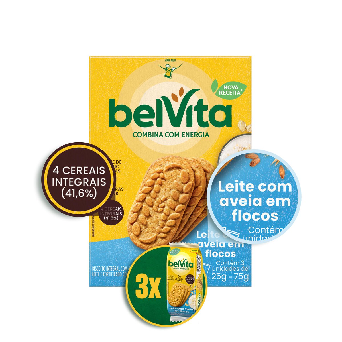 Biscoito BelVita Leite e Aveia multipack 75g